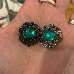 Victorian glass gemstone brooches